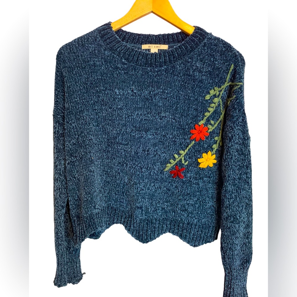 Soft Blue Floral Sweater